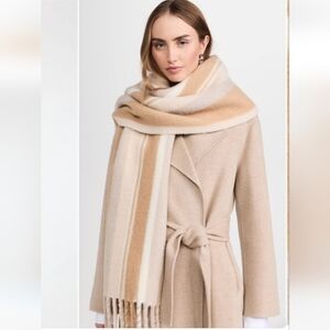 rag & bone Beige and Cream Striped Siobhan Scarf Camel Made In Italy
